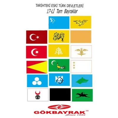17-li Eski Türk Devletleri Bayrakları-70x105 cm