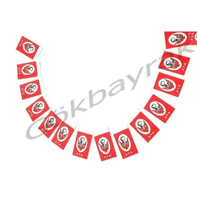 İpe Dizili Kağıt Atalı Bayrak 8x12 cm (40'LI)