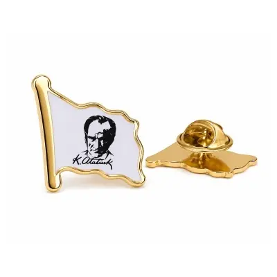 Atatürk İmzalı Beyaz Bayrak Rozeti