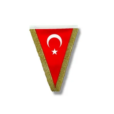 Üçgen Simli Türk Bayrağı 15x22,5 cm