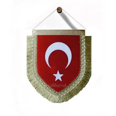 Türk bayrağı-Beşgen Flama 17x18 cm (Saten)