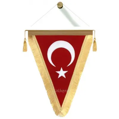 Türk Bayrağı -Üçgen Flama-35x50 cm (Pikolu)