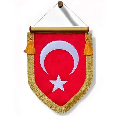 Türk Bayrağı-Beşgen Flama 25x35 cm (Pikolu)