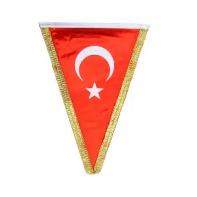 Üçgen Simli Türk Bayrağı 20x30 cm