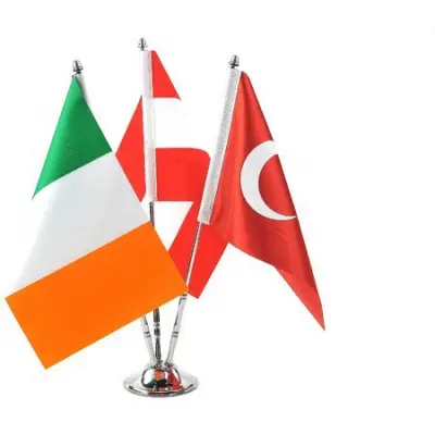 Krom Üçlü (3lü) Devlet Masa Bayrağı
