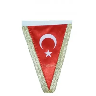 Üçgen Simli Türk Bayrağı 15x22,5 cm