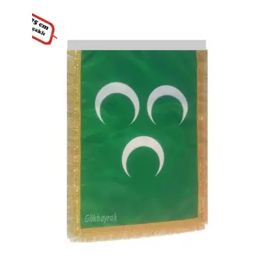 Yeşil üçhilal hilafet bayrağı 50x75 cm